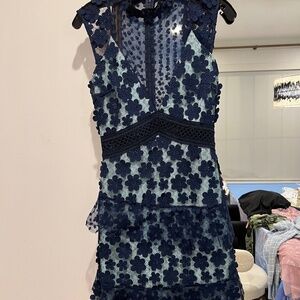 Self portrait mini dress with high neck and sheer details